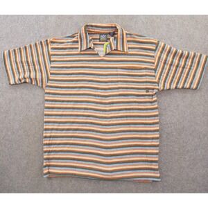 Reactor + Polo Shirt Mens Large Blue Orange Beach  Terry Cloth French New